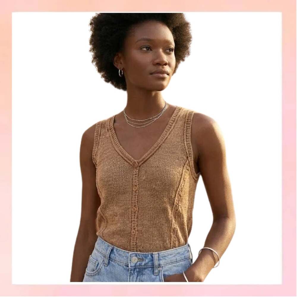 Zenana Mineral Wash V-Neck Tank Top Brown Acid Wash Small